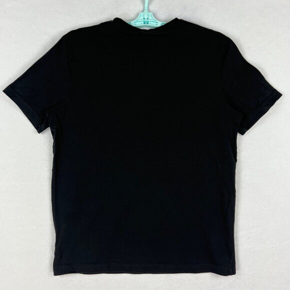 Puma Men's Black Short-Sleeve T-Shirt With Logo Striped Shoulders Size Medium - Picture 2 of 6